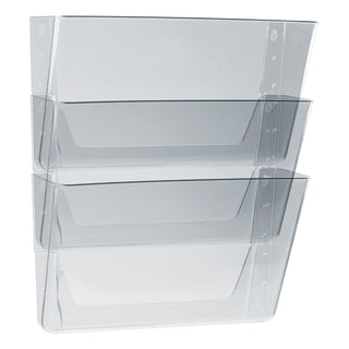 Wall File, 3 Sections, Letter Size, 13" x 4" x 14", Clear, 3/Set - 