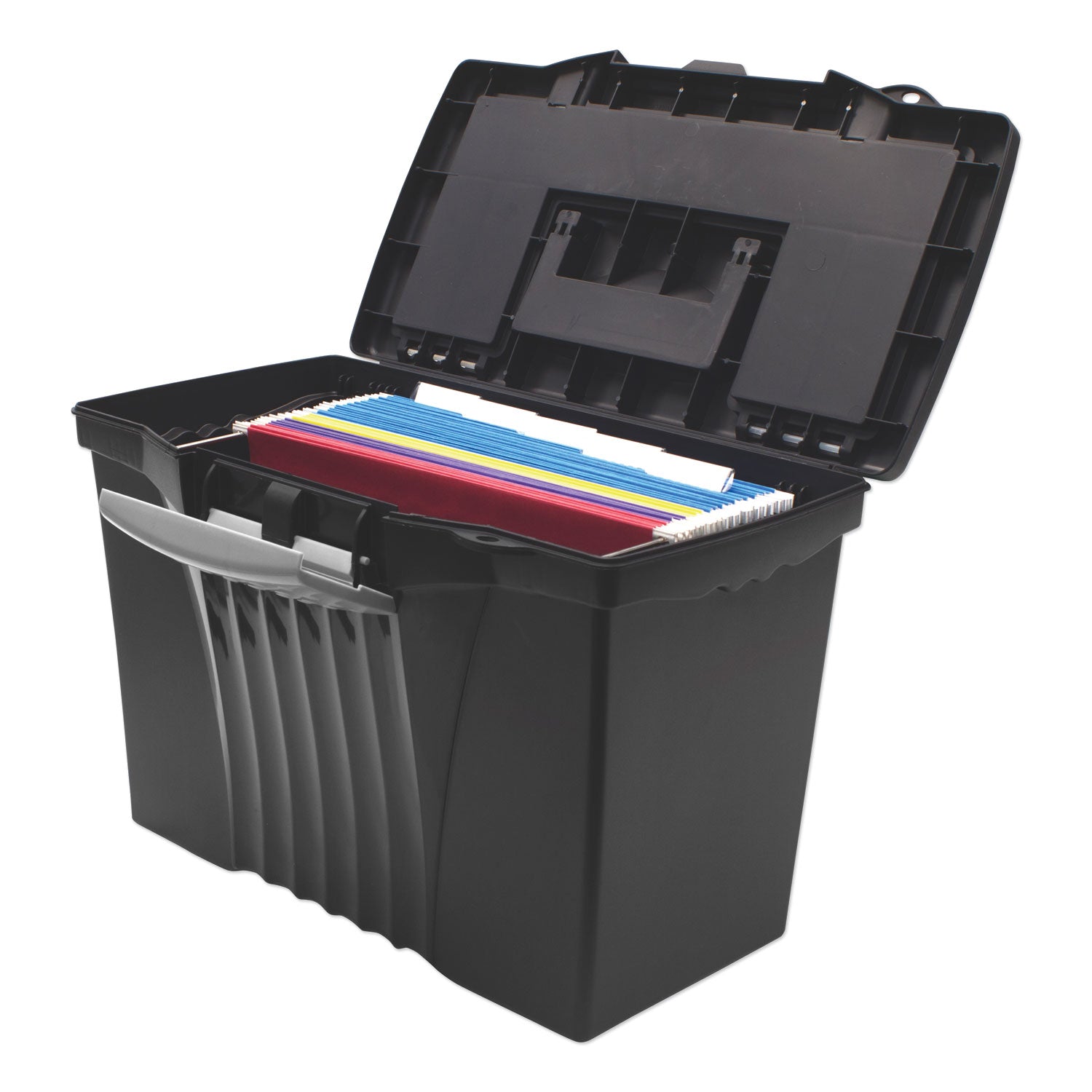 Portable Letter/Legal Filebox with Organizer Lid, Letter/Legal Files, 14.5" x 10.5" x 12", Black - 