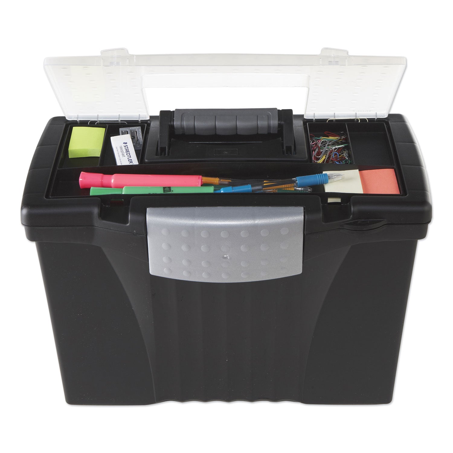 Portable Letter/Legal Filebox with Organizer Lid, Letter/Legal Files, 14.5" x 10.5" x 12", Black - 