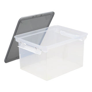 Portable File Tote with Locking Handles, Letter/Legal Files, 18.5" x 14.25" x 10.88", Clear/Silver - 