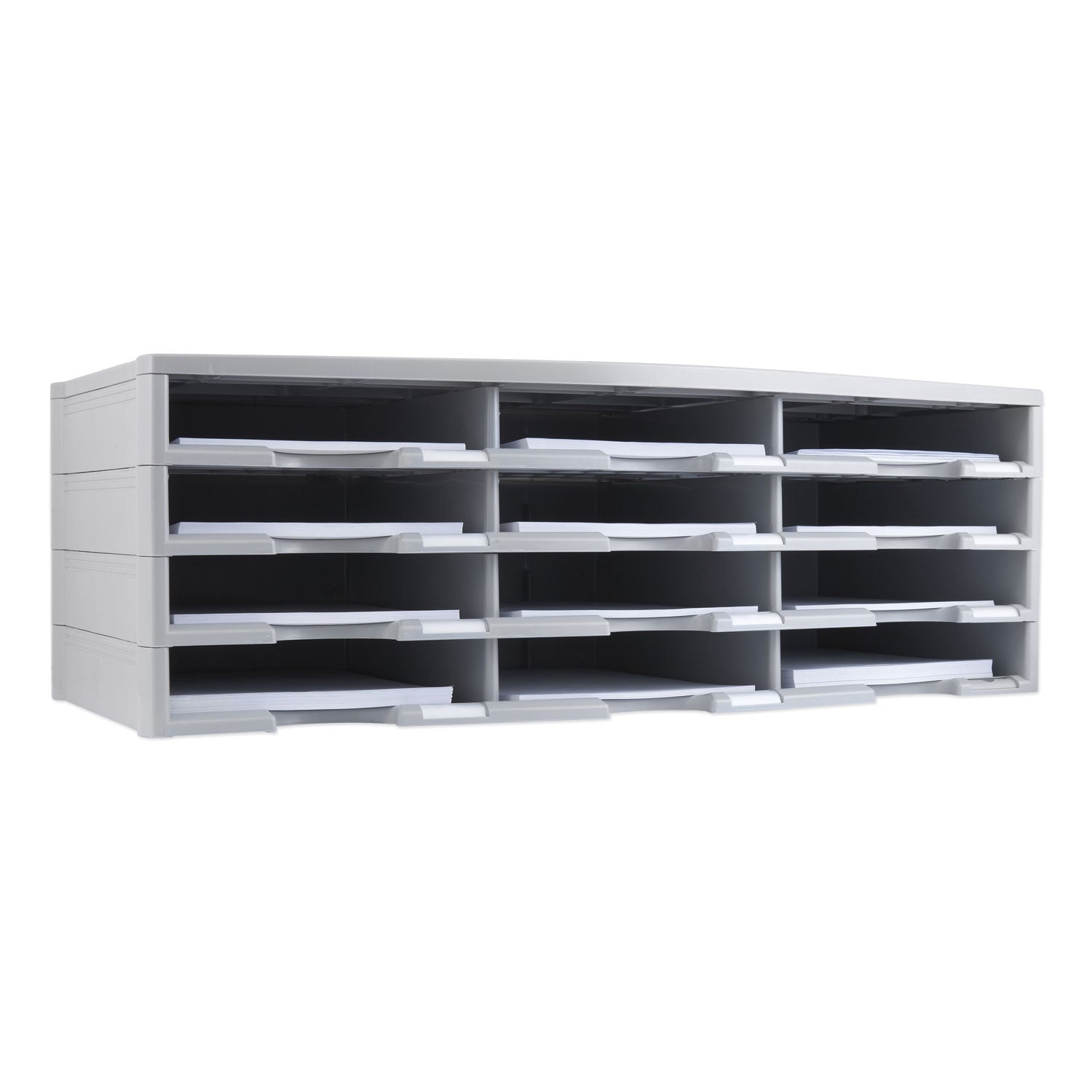 Storex Literature Organizer, 12 Compartments, 10.63 x 13.3 x 31.4, Gray - 