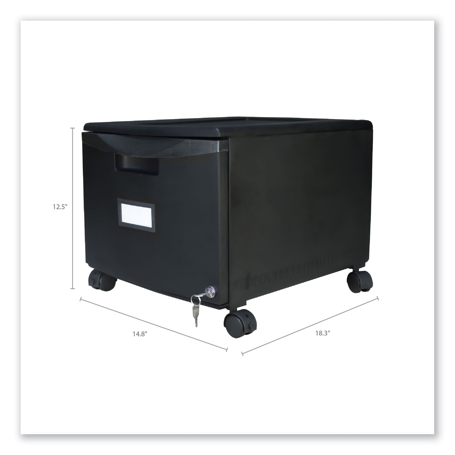 Single-Drawer Mobile Filing Cabinet, 1 Legal/Letter-Size File Drawer, Black, 14.75" x 18.25" x 12.75