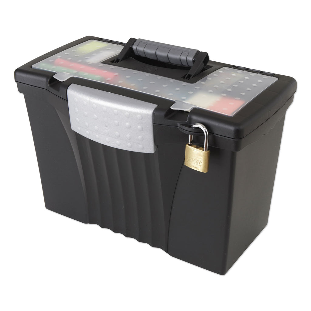 Portable Letter/Legal Filebox with Organizer Lid, Letter/Legal Files, 14.5" x 10.5" x 12", Black - 
