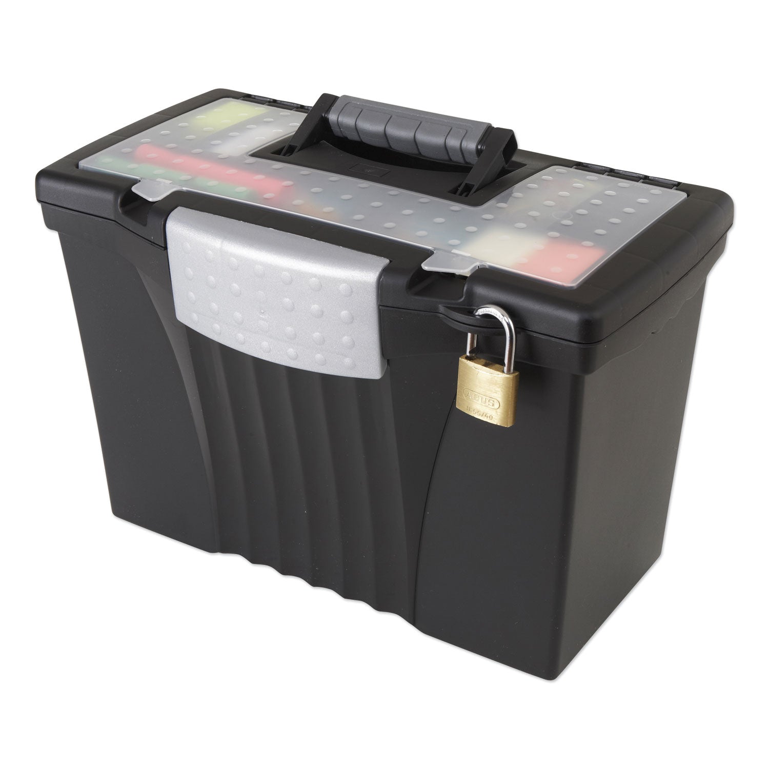 Portable Letter/Legal Filebox with Organizer Lid, Letter/Legal Files, 14.5" x 10.5" x 12", Black - 