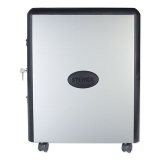 Mobile Filing Cabinet with Metal Siding, 2 Letter-Size File Drawers, Silver/Black, 19" x 15" x 23