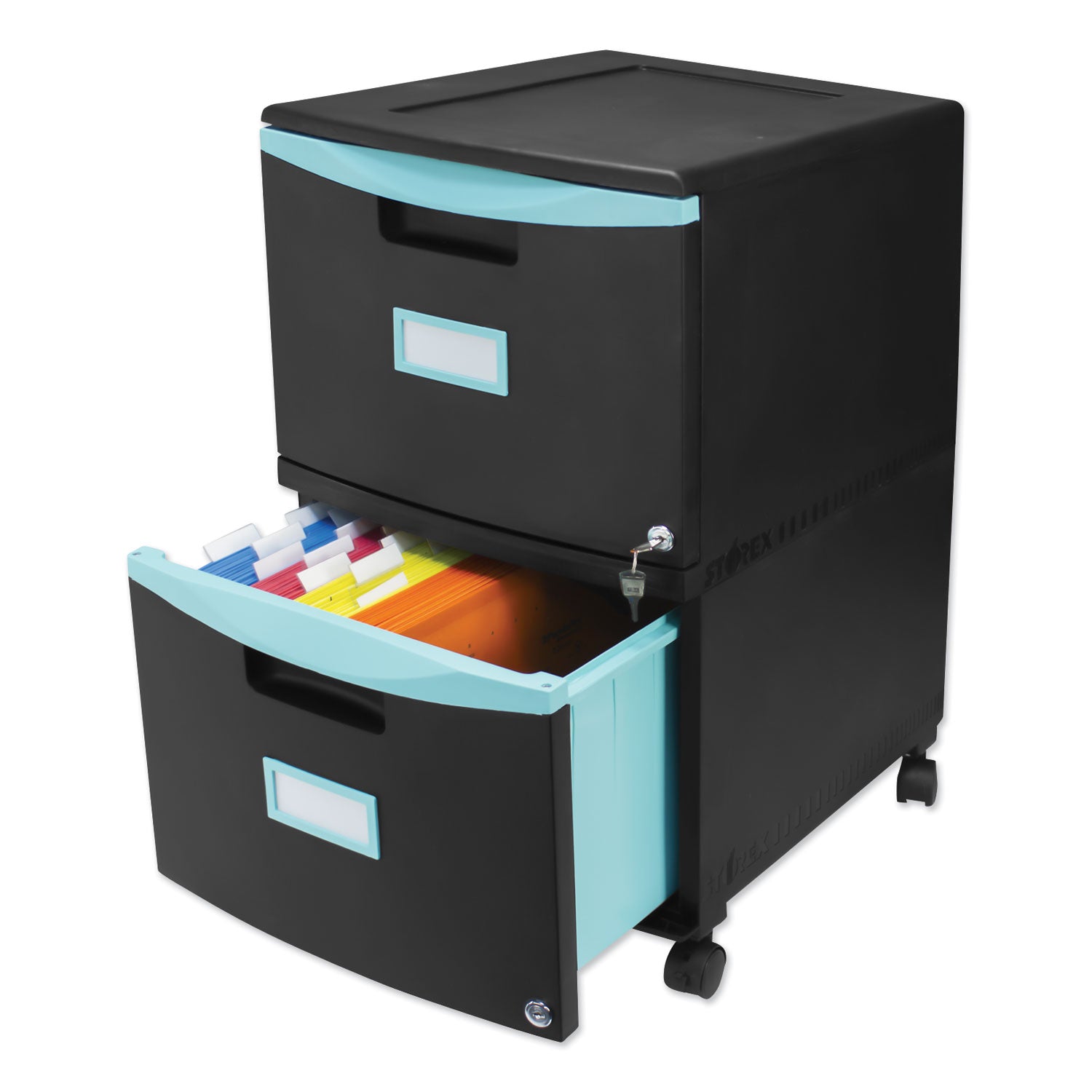two-drawer-mobile-filing-cabinet-2-legal-letter-size-file-drawers-black-teal-1475-x-1825-x-26_stx61315u01c - 4