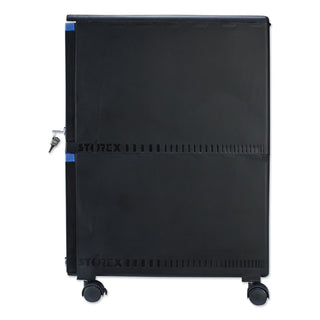 Two-Drawer Mobile Filing Cabinet, 2 Legal/Letter-Size File Drawers, Black/Blue, 14.75" x 18.25" x 26
