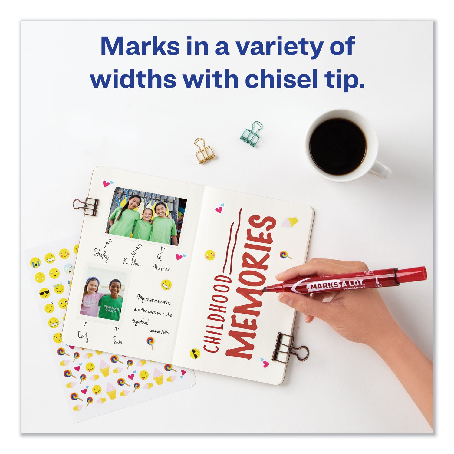 MARKS A LOT Large Desk-Style Permanent Marker, Broad Chisel Tip, Red, Dozen (8887) - 