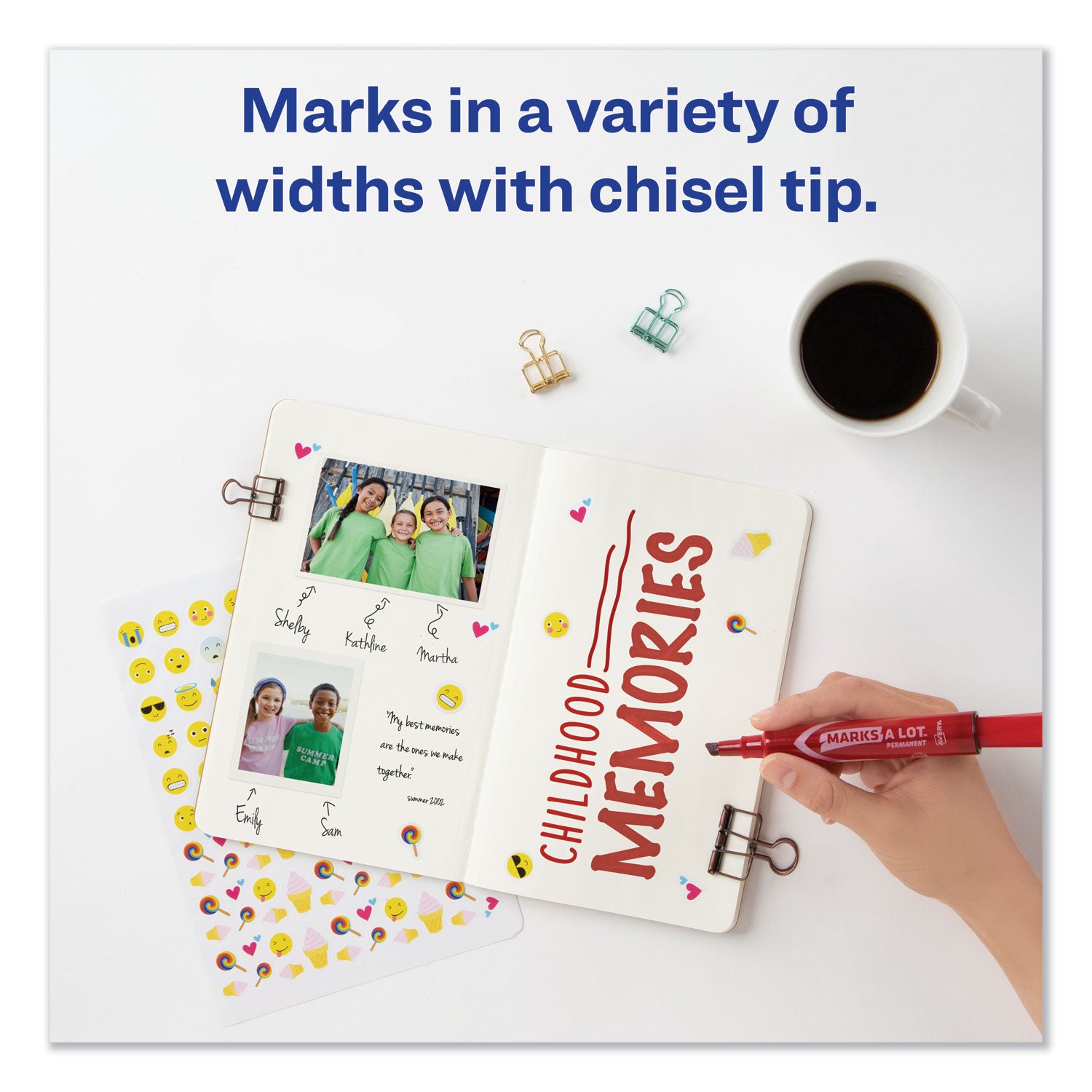 MARKS A LOT Regular Desk-Style Permanent Marker, Broad Chisel Tip, Red, Dozen (7887) - 