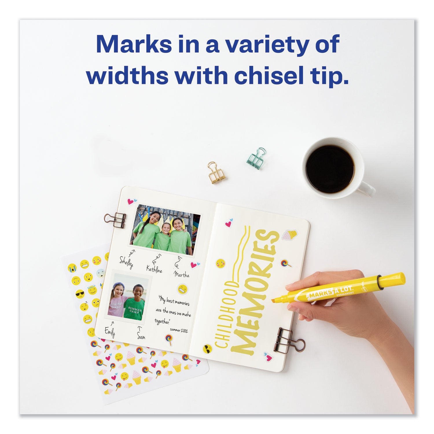 MARKS A LOT Large Desk-Style Permanent Marker, Broad Chisel Tip, Yellow, Dozen (8882) - 