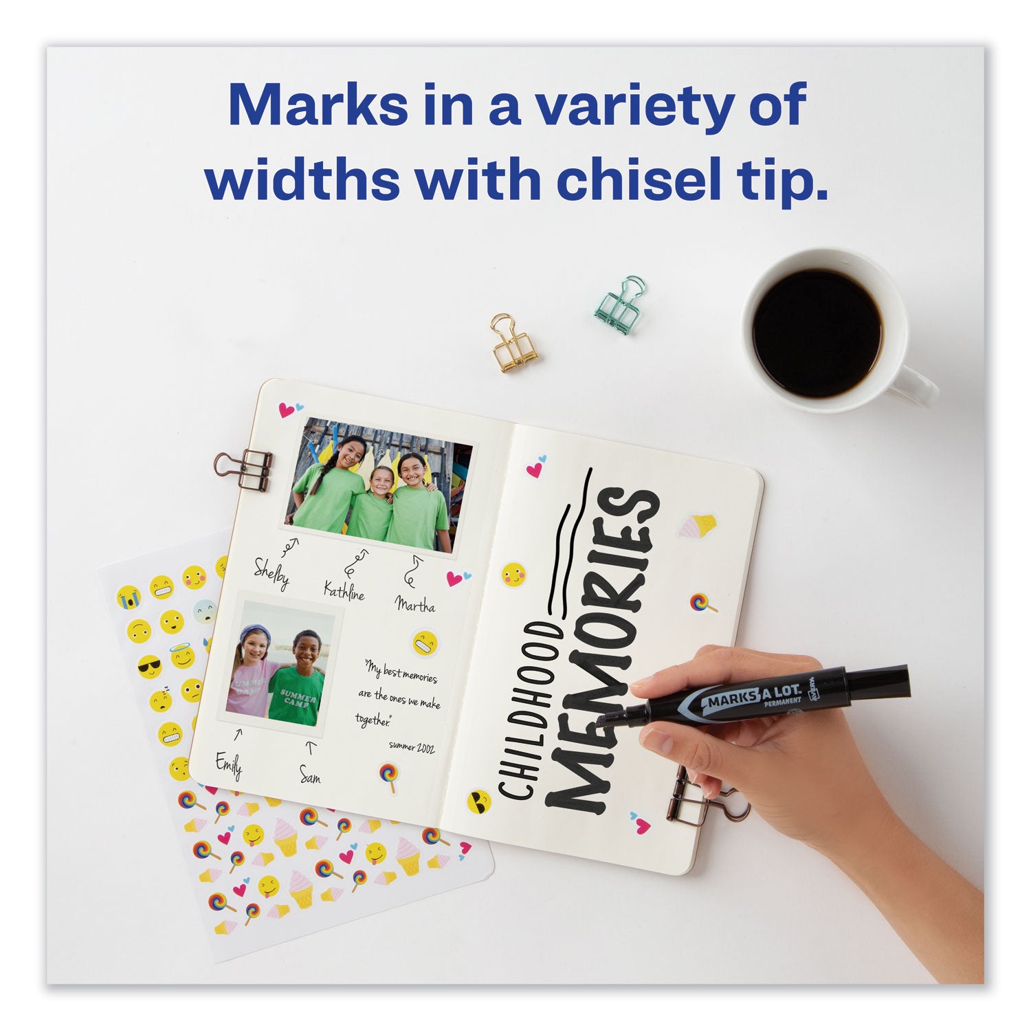 MARKS A LOT Regular Desk-Style Permanent Marker, Broad Chisel Tip, Black, Dozen (7888) - 