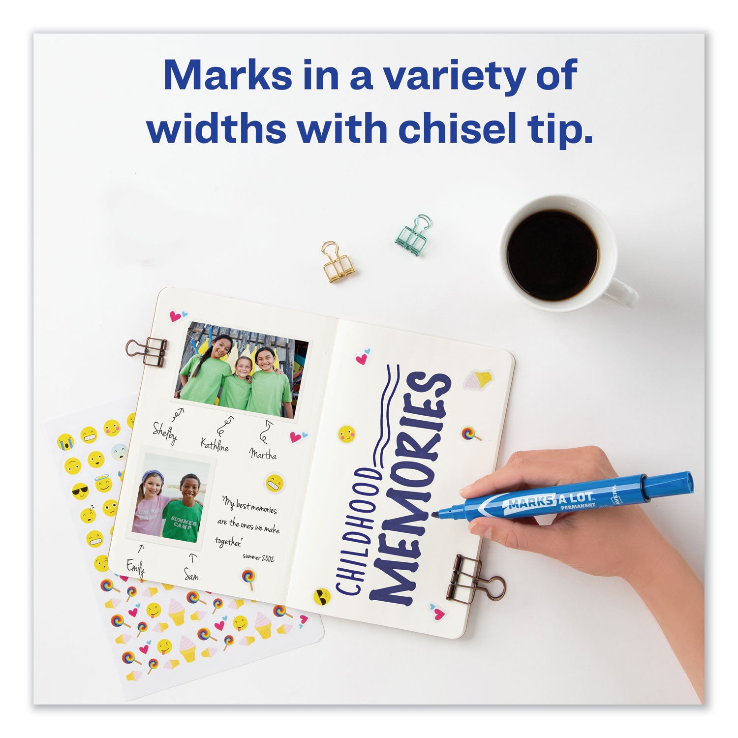 MARKS A LOT Large Desk-Style Permanent Marker, Broad Chisel Tip, Blue, Dozen (8886) - 