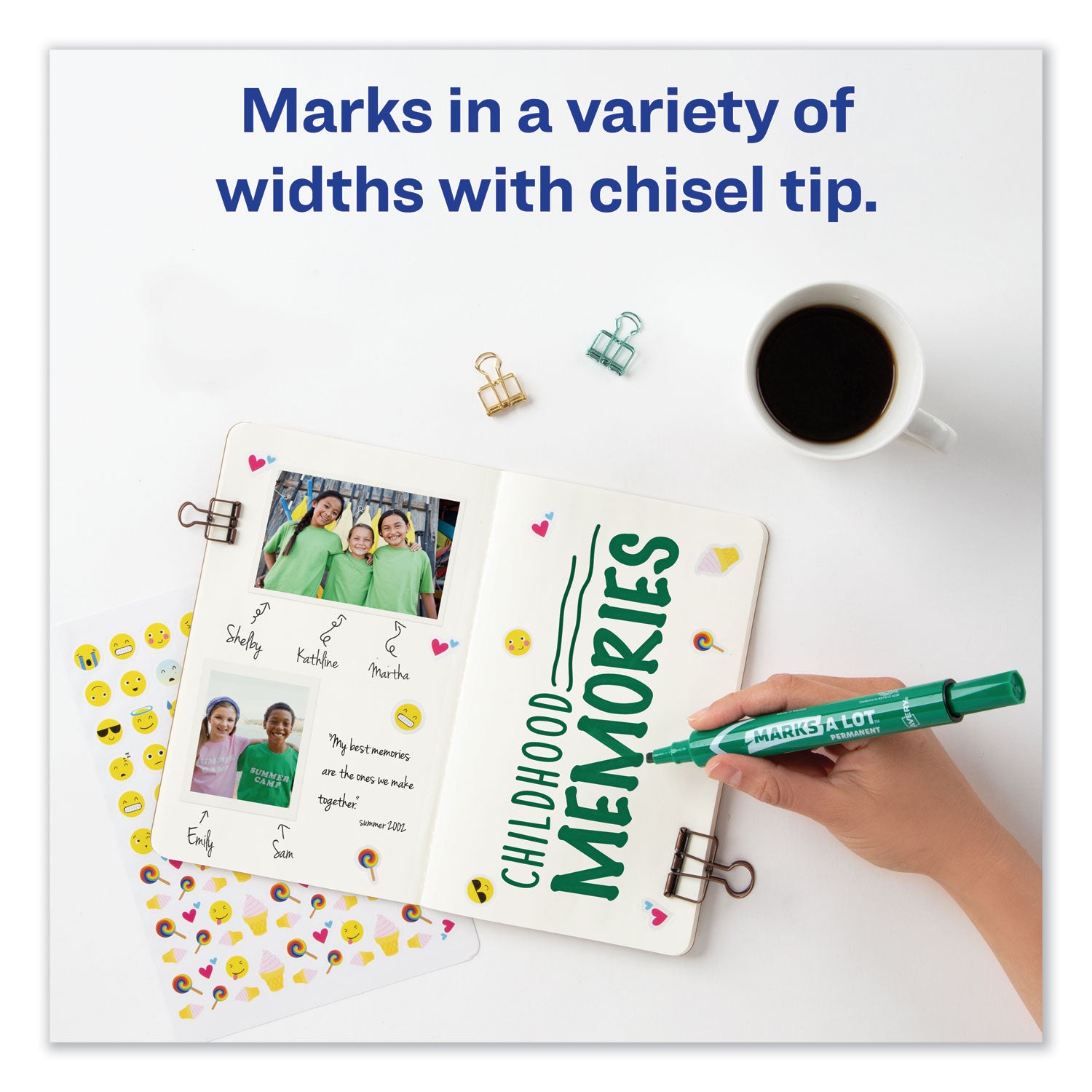 MARKS A LOT Large Desk-Style Permanent Marker, Broad Chisel Tip, Green, Dozen (8885) - 