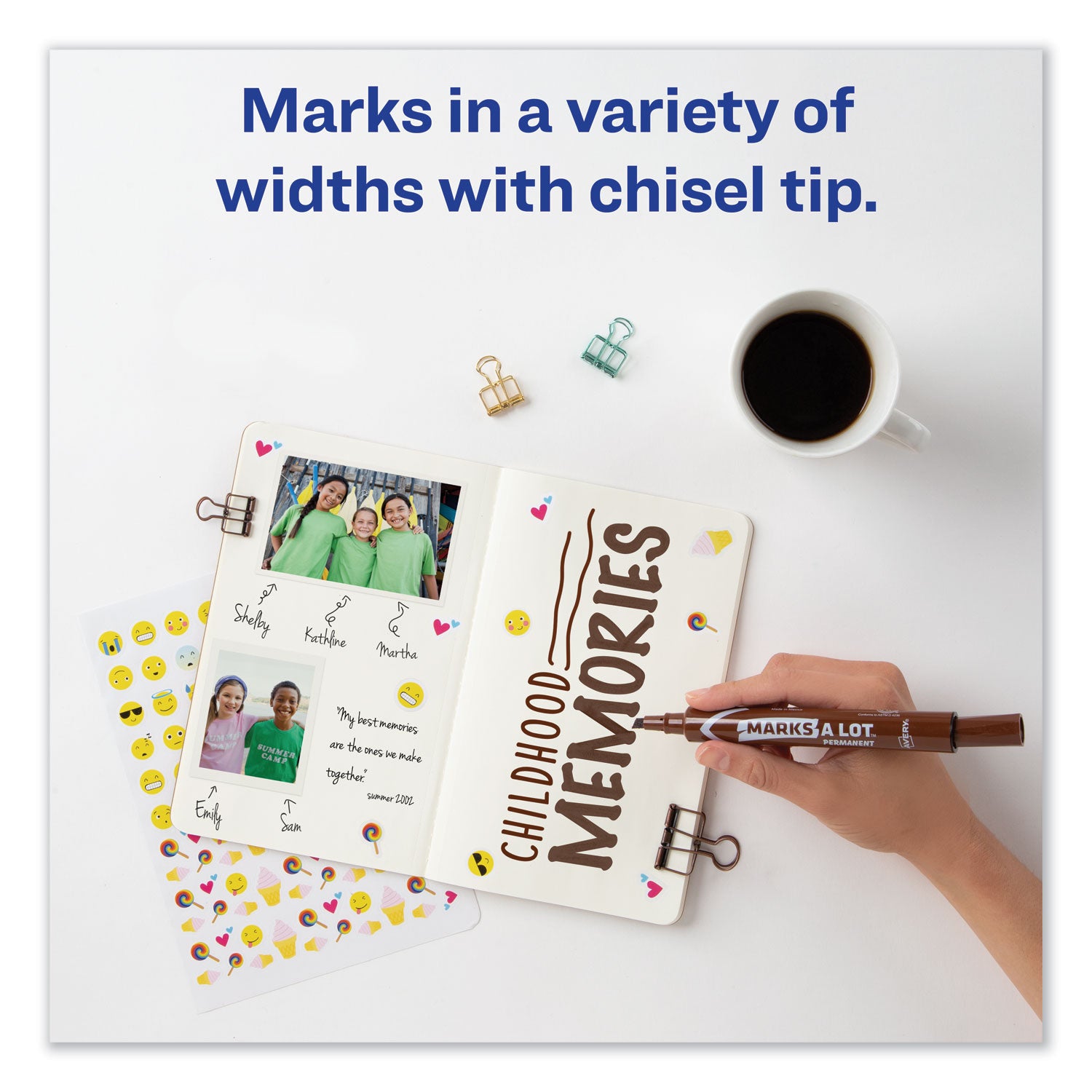 MARKS A LOT Large Desk-Style Permanent Marker, Broad Chisel Tip, Brown, Dozen (8881) - 