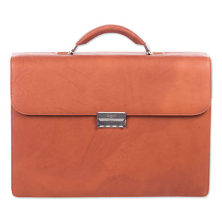 Milestone Briefcase, Fits Devices Up to 15.6", Leather, 5 x 5 x 12, Cognac