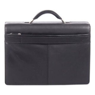 Milestone Briefcase, Fits Devices Up to 15.6", Leather, 5 x 5 x 12, Black