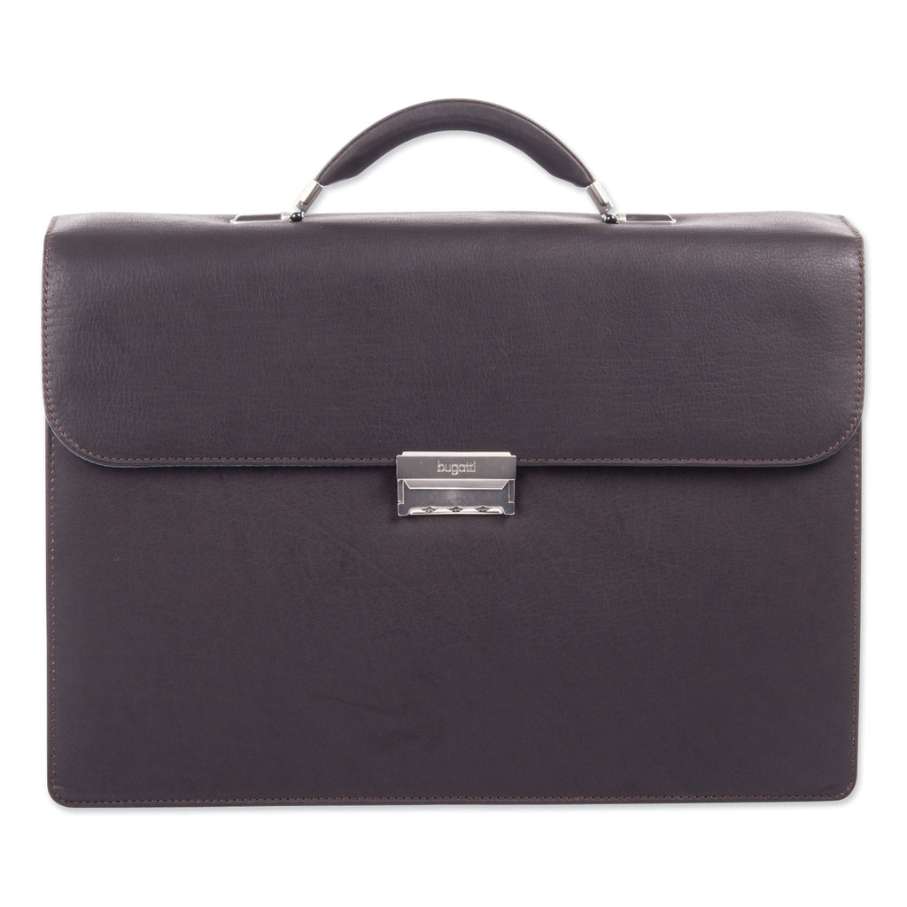 Milestone Briefcase, Fits Devices Up to 15.6", Leather, 5 x 5 x 12, Brown