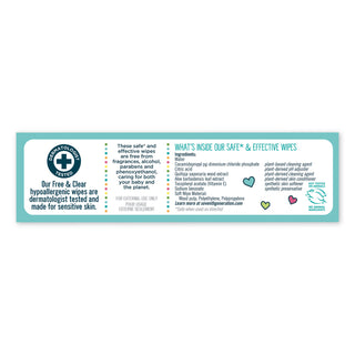 Free and Clear Baby Wipes, 7 x 7, Refill, Unscented, White, 256/Pack, 3 Packs/Carton - 