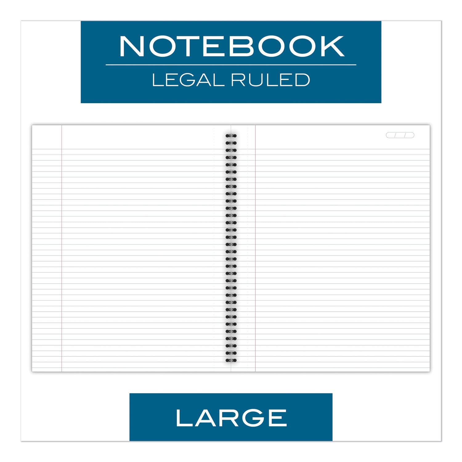Wirebound Business Notebook, 1-Subject, Wide/Legal Rule, Black Linen Cover, (80) 11 x 8.5 Sheets - 