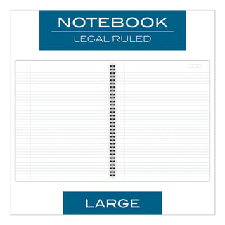 Wirebound Business Notebook, 1-Subject, Wide/Legal Rule, Black Linen Cover, (80) 11 x 8.5 Sheets - 