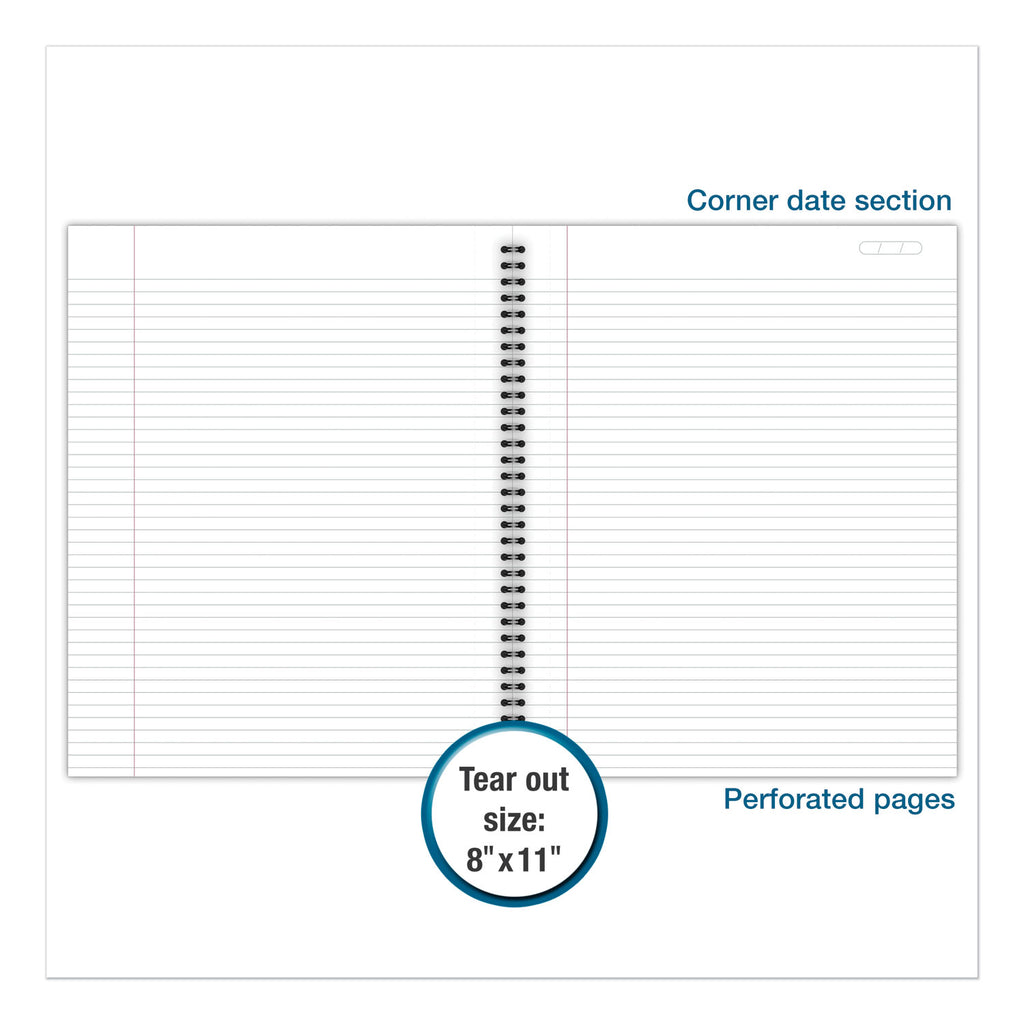 Wirebound Business Notebook, 1-Subject, Wide/Legal Rule, Black Linen Cover, (80) 11 x 8.5 Sheets - 