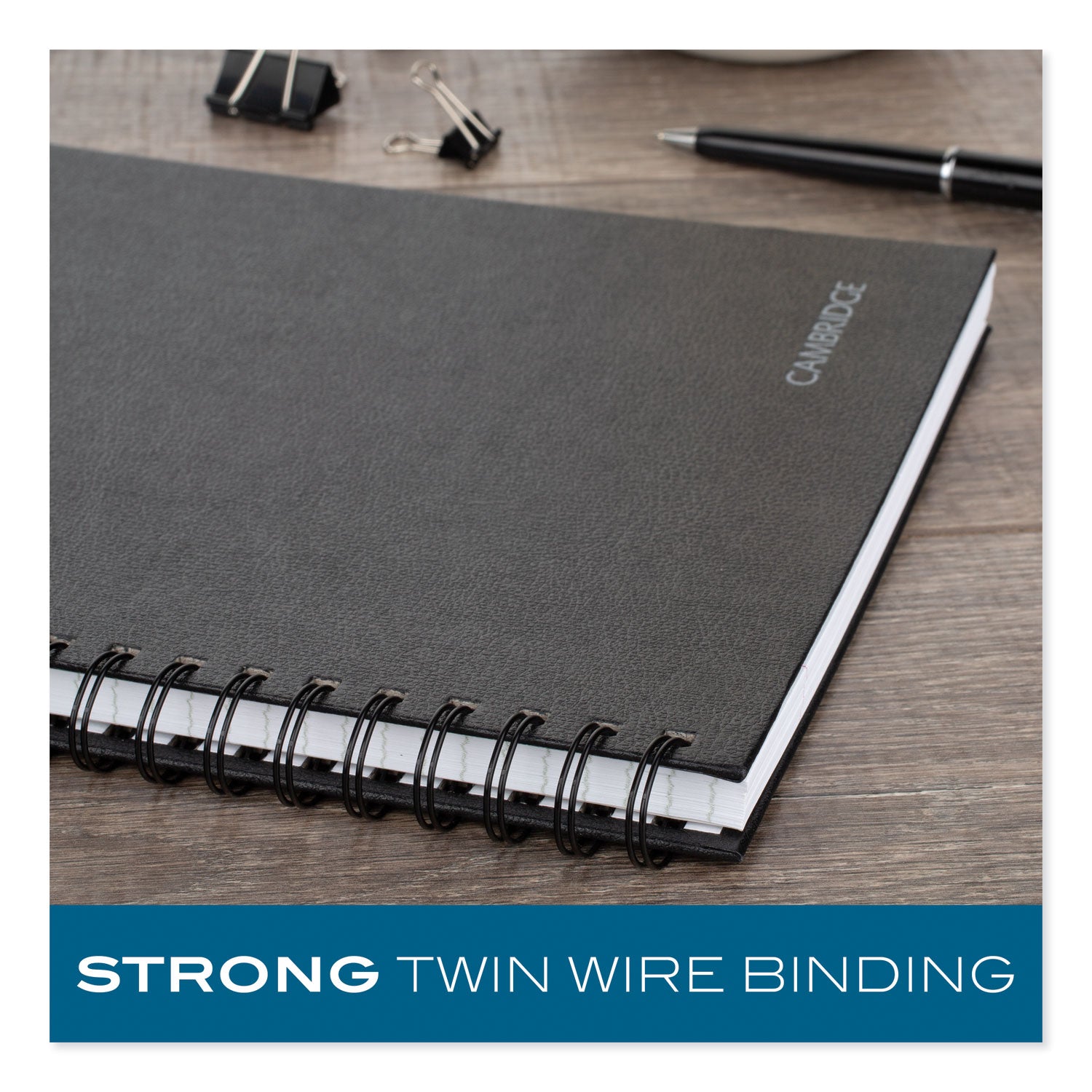 Hardbound Notebook with Pocket, 1-Subject, Wide/Legal Rule, Black Cover, (96) 11 x 8.5 Sheets - 