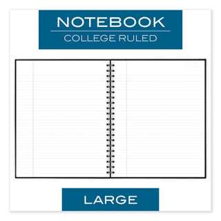 Hardbound Notebook with Pocket, 1-Subject, Wide/Legal Rule, Black Cover, (96) 11 x 8.5 Sheets