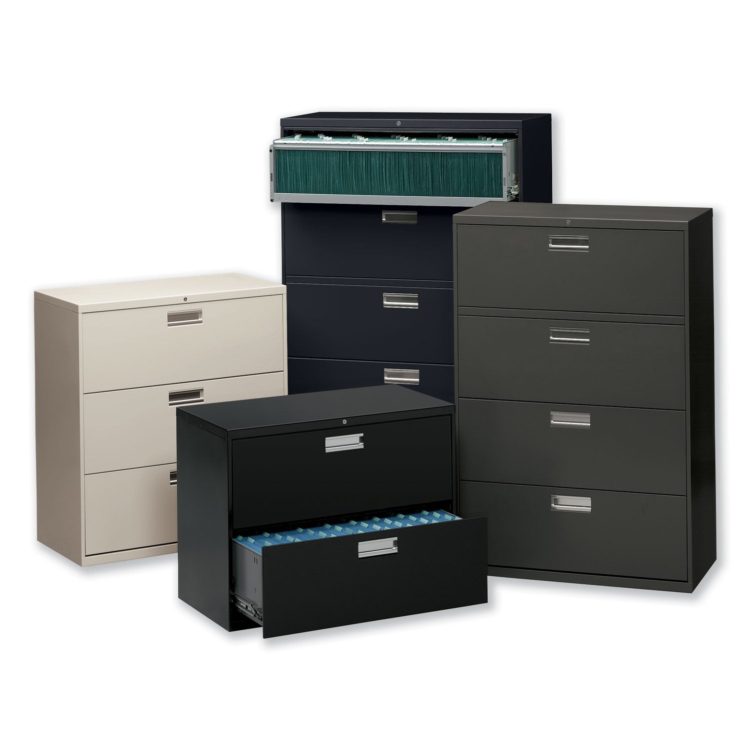 Brigade 600 Series Lateral File, 2 Legal/Letter-Size File Drawers, Black, 36" x 18" x 28 - 