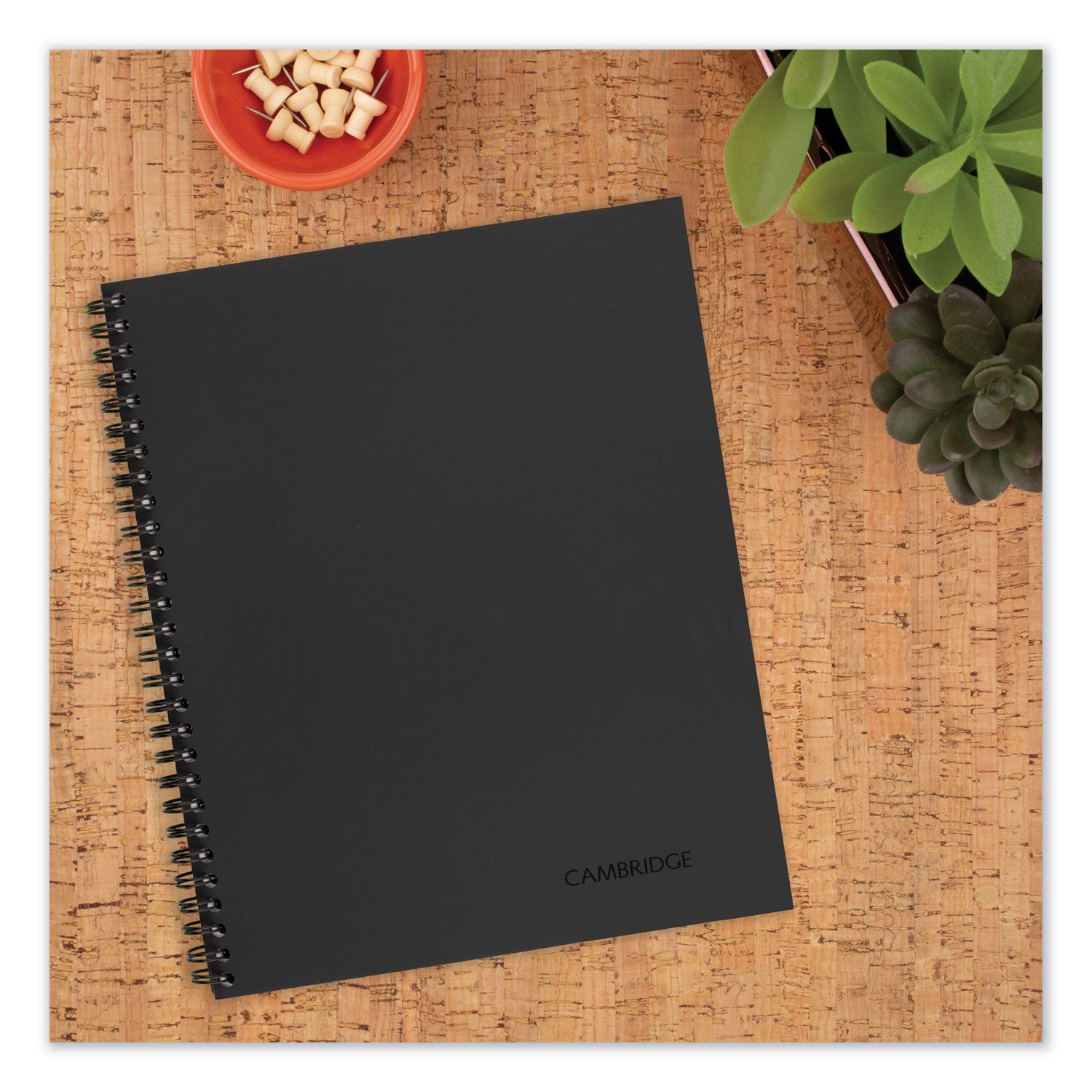 Wirebound Business Notebook, 1-Subject, Wide/Legal Rule, Black Linen Cover, (80) 9.5 x 6.63 Sheets - 