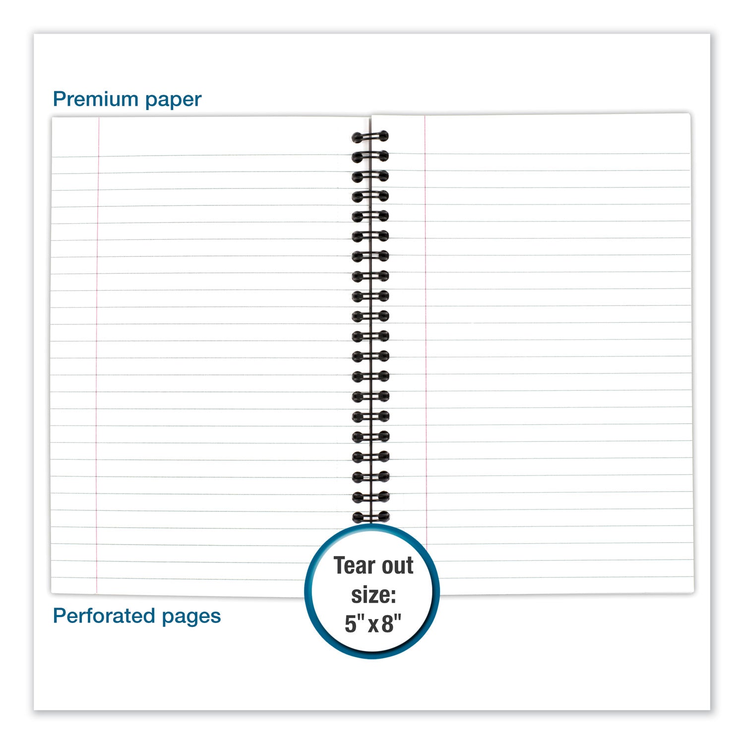 Wirebound Business Notebook, 1-Subject, Wide/Legal Rule, Black Linen Cover, (80) 8 x 5 Sheets - 
