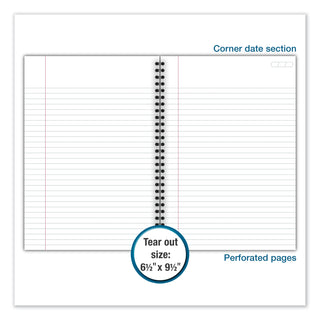 Wirebound Business Notebook, 1-Subject, Wide/Legal Rule, Black Linen Cover, (80) 9.5 x 6.63 Sheets - 