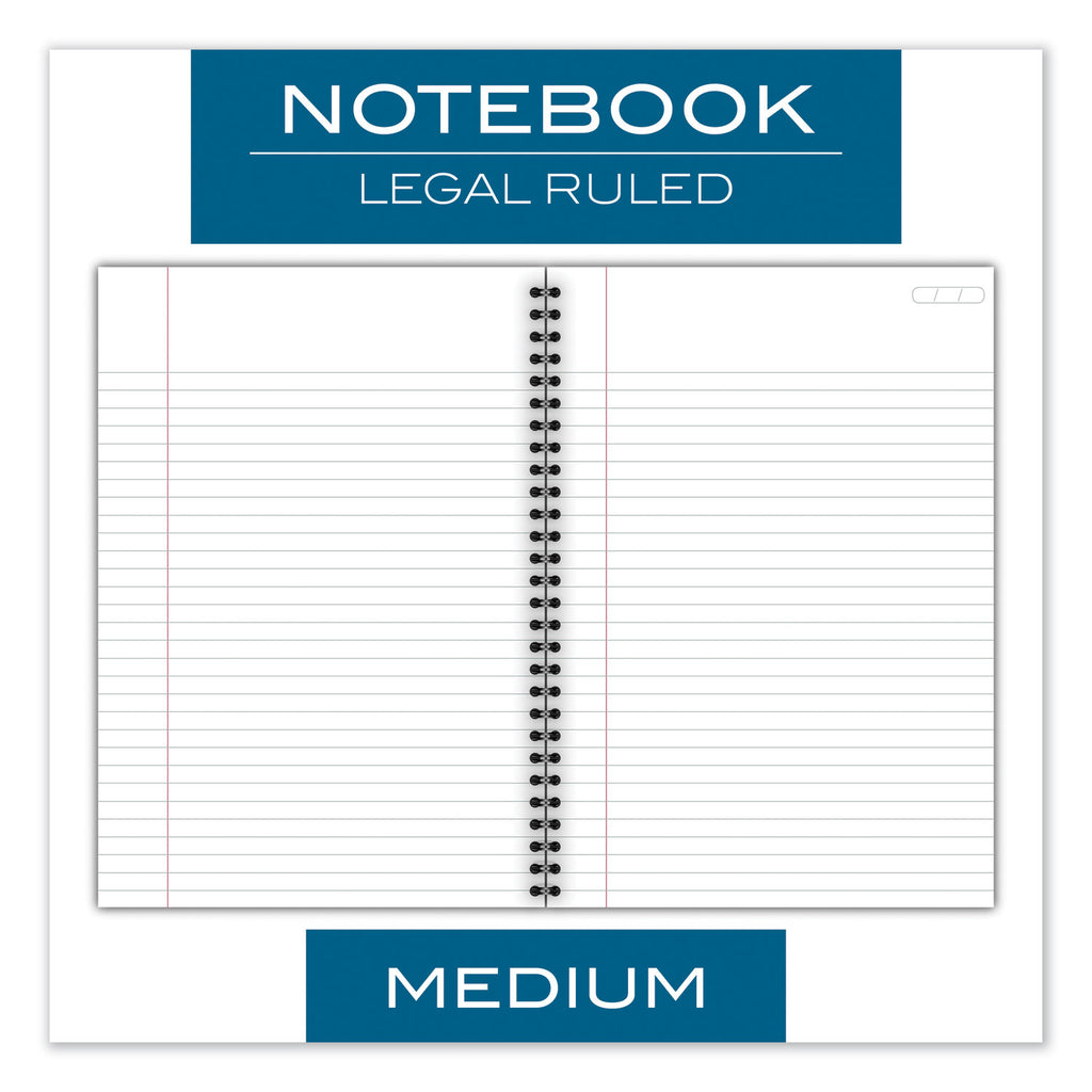 Wirebound Business Notebook, 1-Subject, Wide/Legal Rule, Black Linen Cover, (80) 9.5 x 6.63 Sheets - 