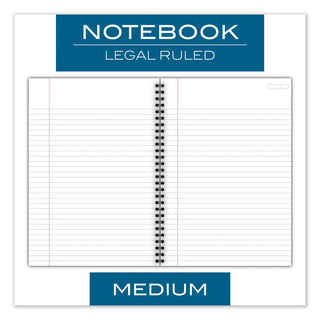 Wirebound Business Notebook, 1-Subject, Wide/Legal Rule, Black Linen Cover, (80) 9.5 x 6.63 Sheets - 