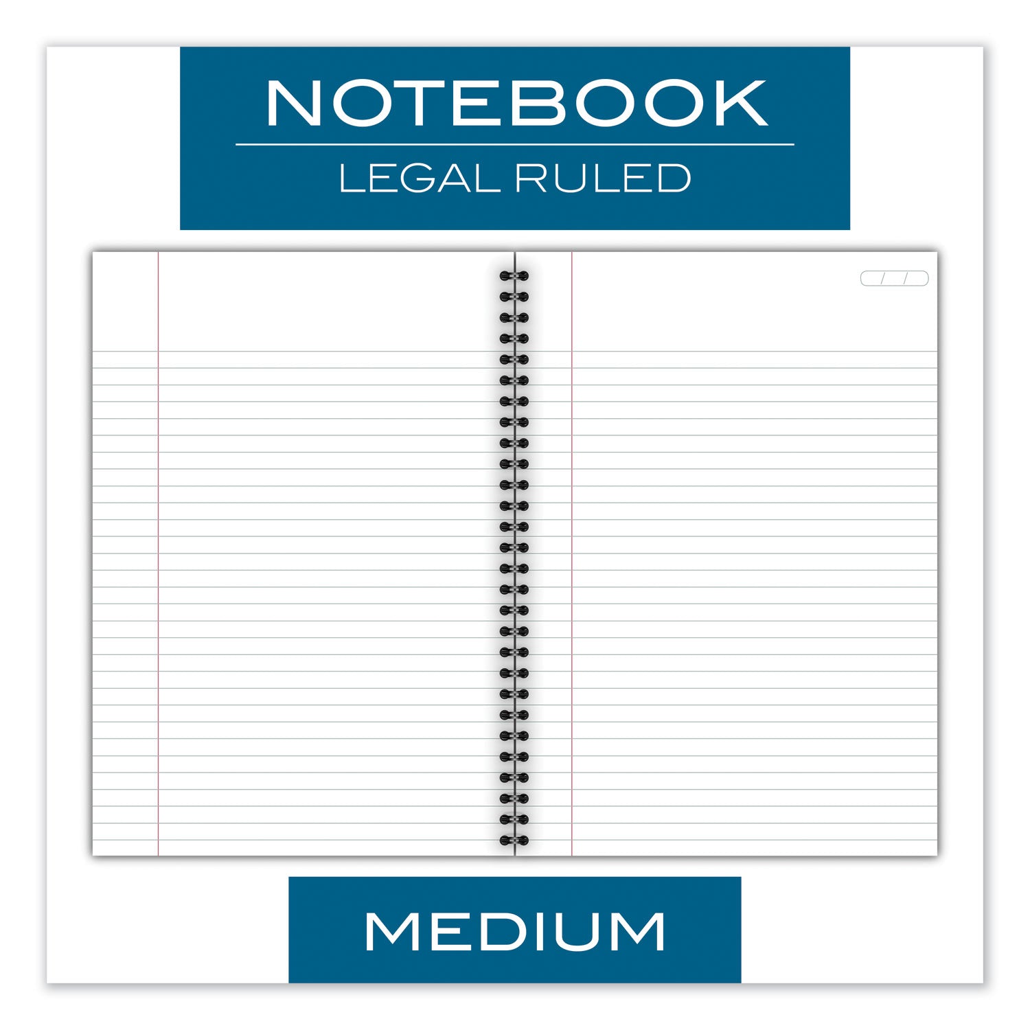 Wirebound Business Notebook, 1-Subject, Wide/Legal Rule, Black Linen Cover, (80) 9.5 x 6.63 Sheets - 