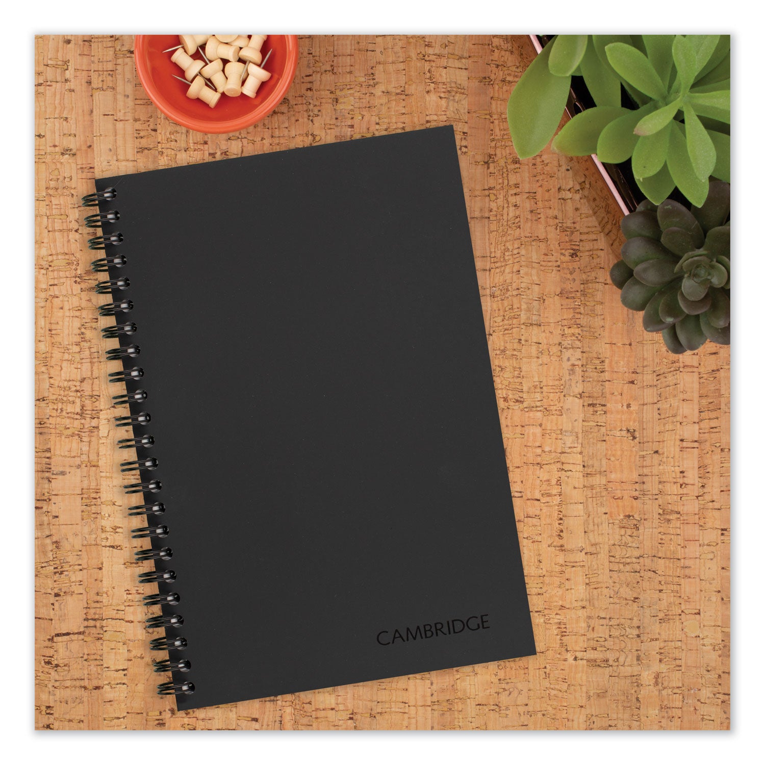 Wirebound Business Notebook, 1-Subject, Wide/Legal Rule, Black Linen Cover, (80) 8 x 5 Sheets - 