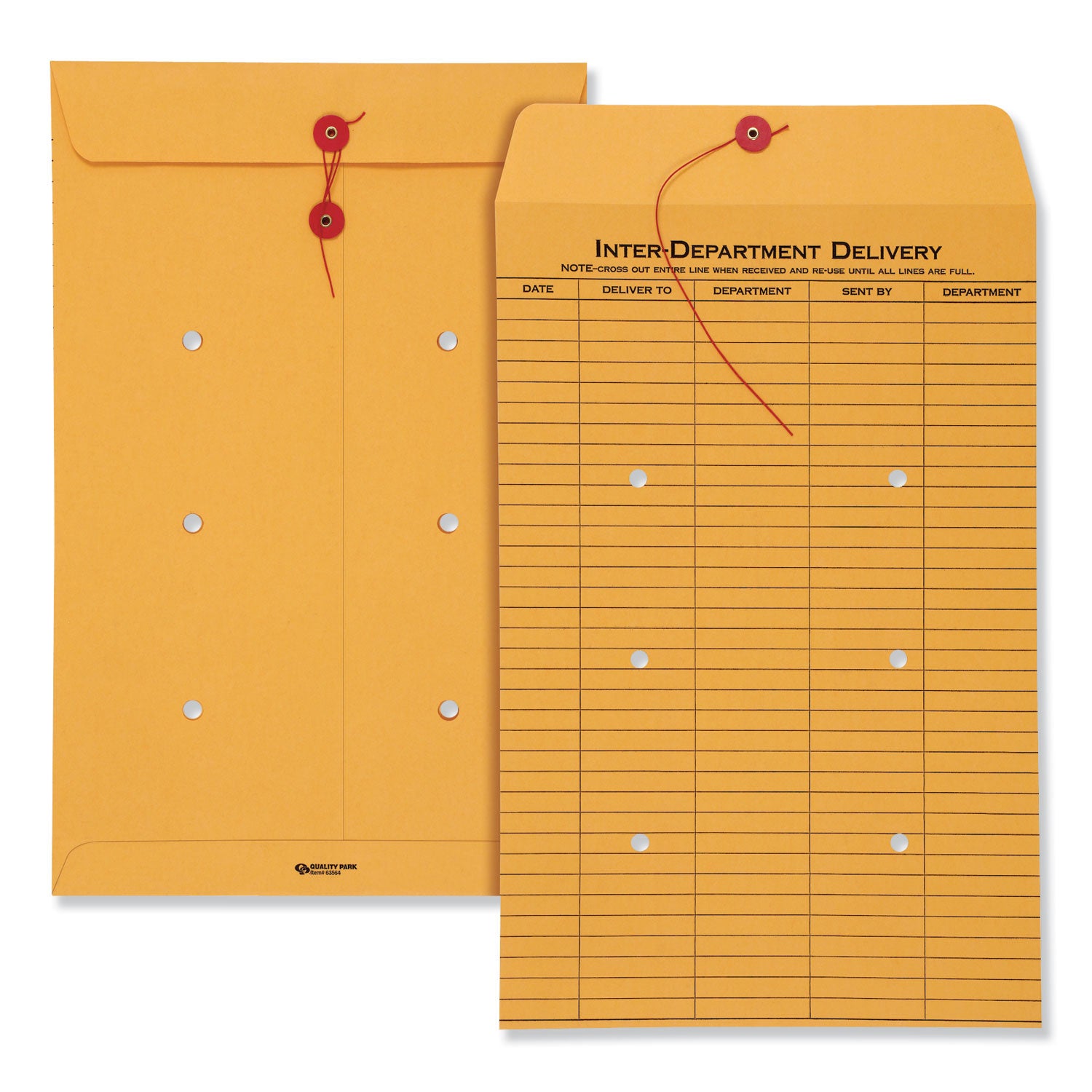 Brown Kraft String/Button Interoffice Envelope, #98, One-Sided Five-Column Format, 31-Entries, 10 x 15, Brown Kraft, 100/CT - 