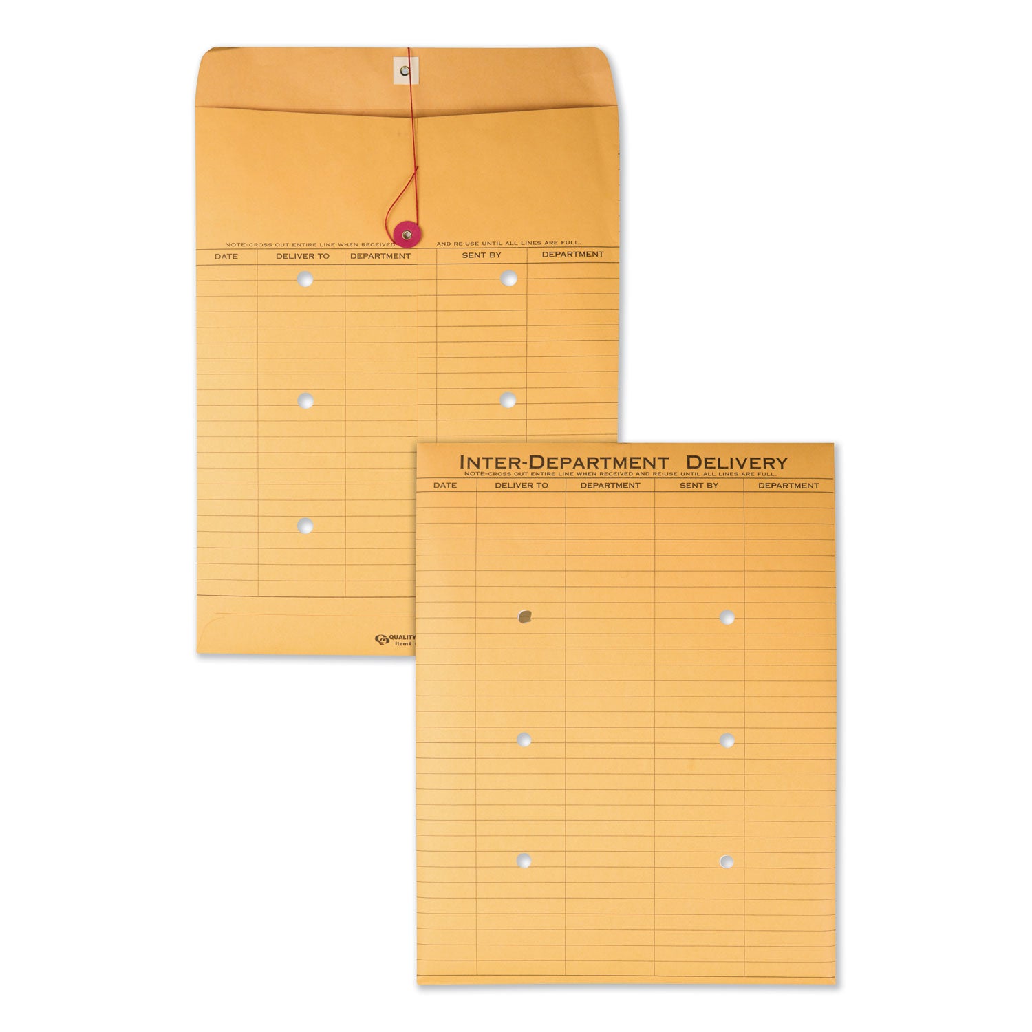 Brown Kraft String/Button Interoffice Envelope, #97, Two-Sided Five-Column Format, 52-Entries, 10 x 13, Brown Kraft, 100/CT - 