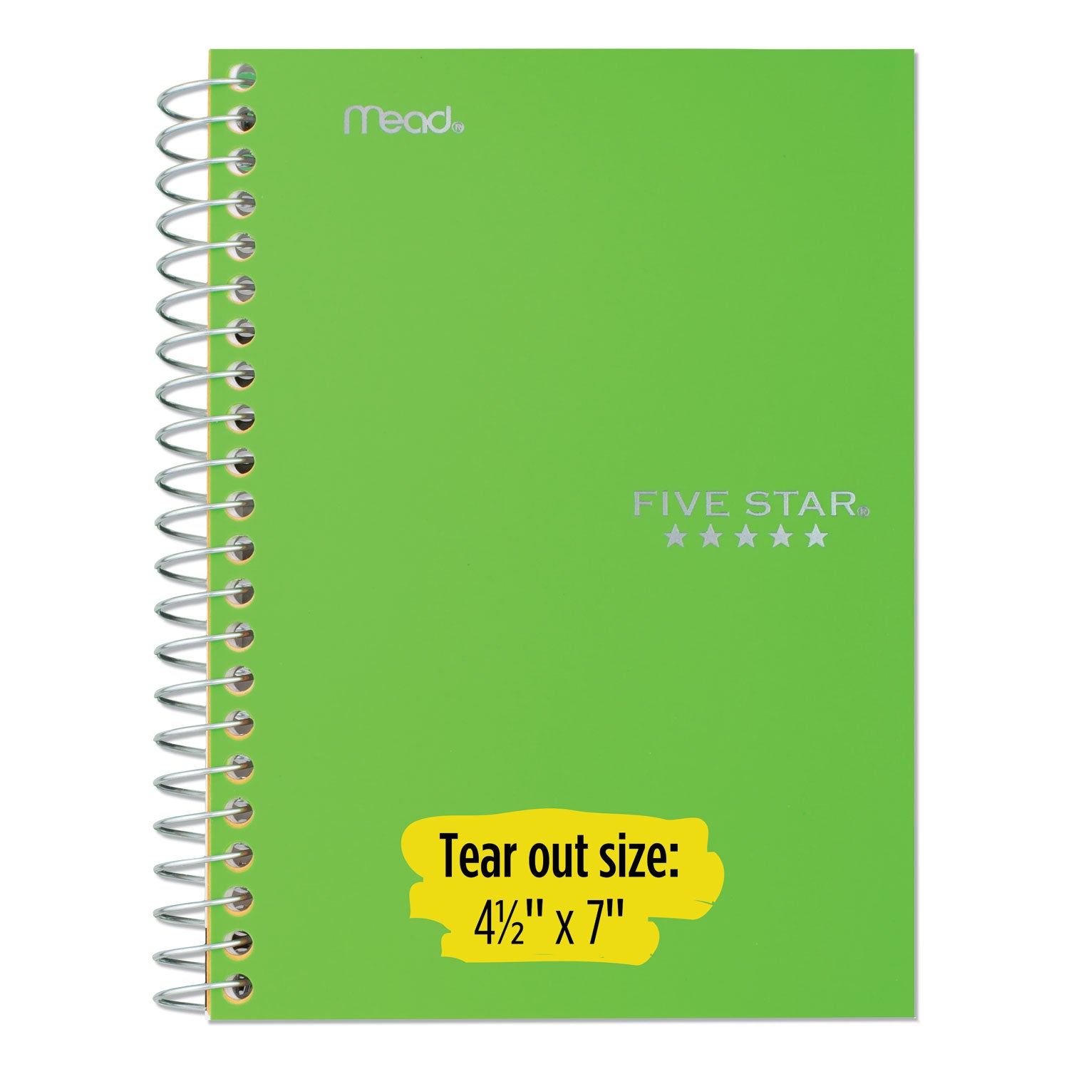 Five Star Wirebound Notebook - 1 Subject(s) - 100 Sheets - 100 Pages - Wire Bound - Letter - 8 1/2" x 11" - Forest GreenPlastic Cover - Double Sided Sheet, Bleed Resistant, Perforated, Storage Pocket, Water Resistant, Spiral Lock, Snag Resistant, Rec