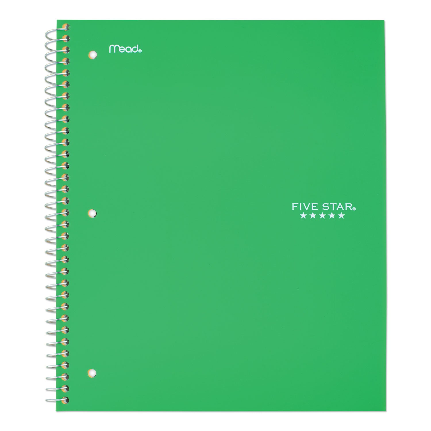 Five Star Wirebound Notebook - 1 Subject(s) - 100 Sheets - 100 Pages - Wire Bound - Letter - 8 1/2" x 11" - Forest GreenPlastic Cover - Double Sided Sheet, Bleed Resistant, Perforated, Storage Pocket, Water Resistant, Spiral Lock, Snag Resistant, Rec