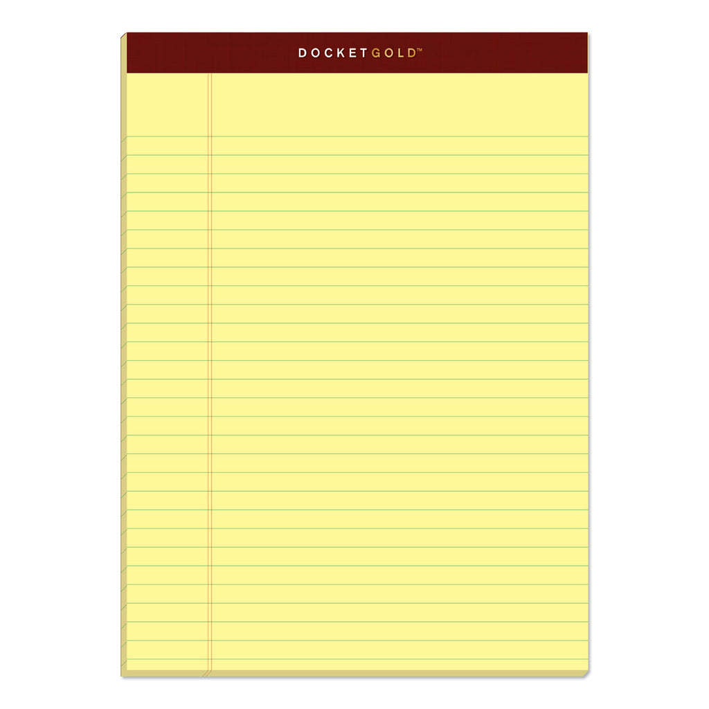 Docket Gold Ruled Perforated Pads, Wide/Legal Rule, 50 Canary-Yellow 8.5 x 11.75 Sheets, 12/Pack