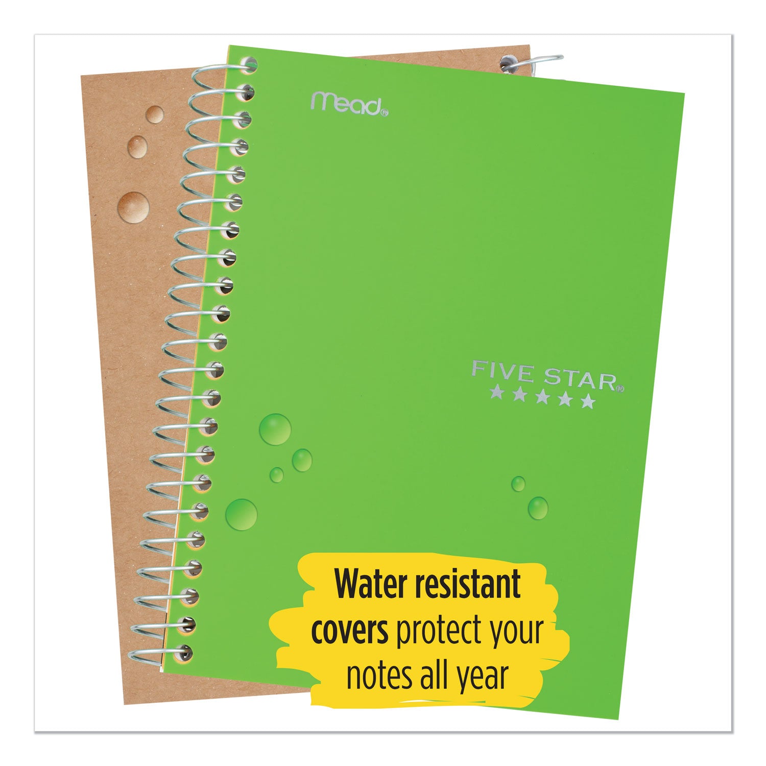 Five Star Wirebound Notebook - 1 Subject(s) - 100 Sheets - 100 Pages - Wire Bound - Letter - 8 1/2" x 11" - Forest GreenPlastic Cover - Double Sided Sheet, Bleed Resistant, Perforated, Storage Pocket, Water Resistant, Spiral Lock, Snag Resistant, Rec