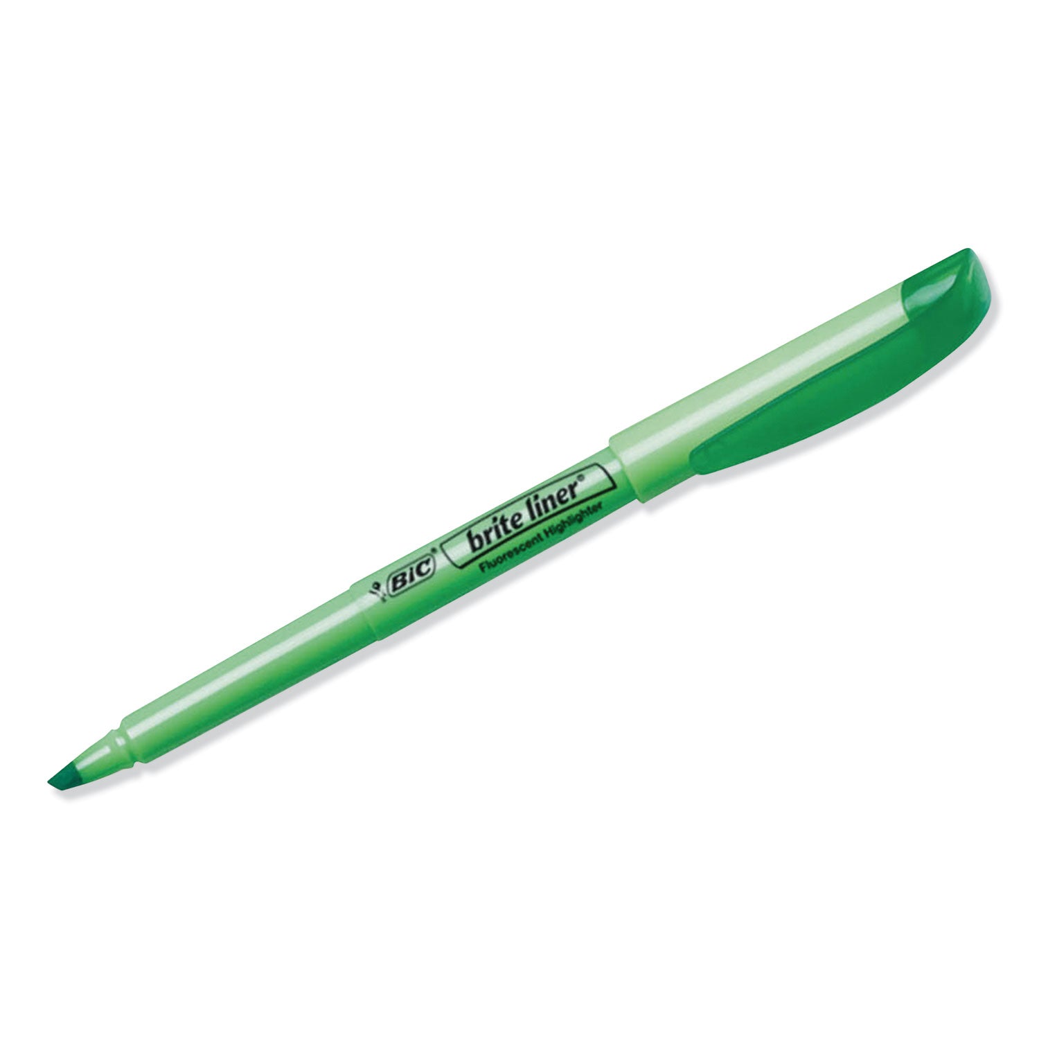 Brite Liner Highlighter, Fluorescent Green Ink, Chisel Tip, Green/Black Barrel, Dozen - 