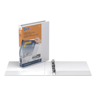 QuickFit Round-Ring View Binder, 1" Capacity, White, Sold as 1 Each