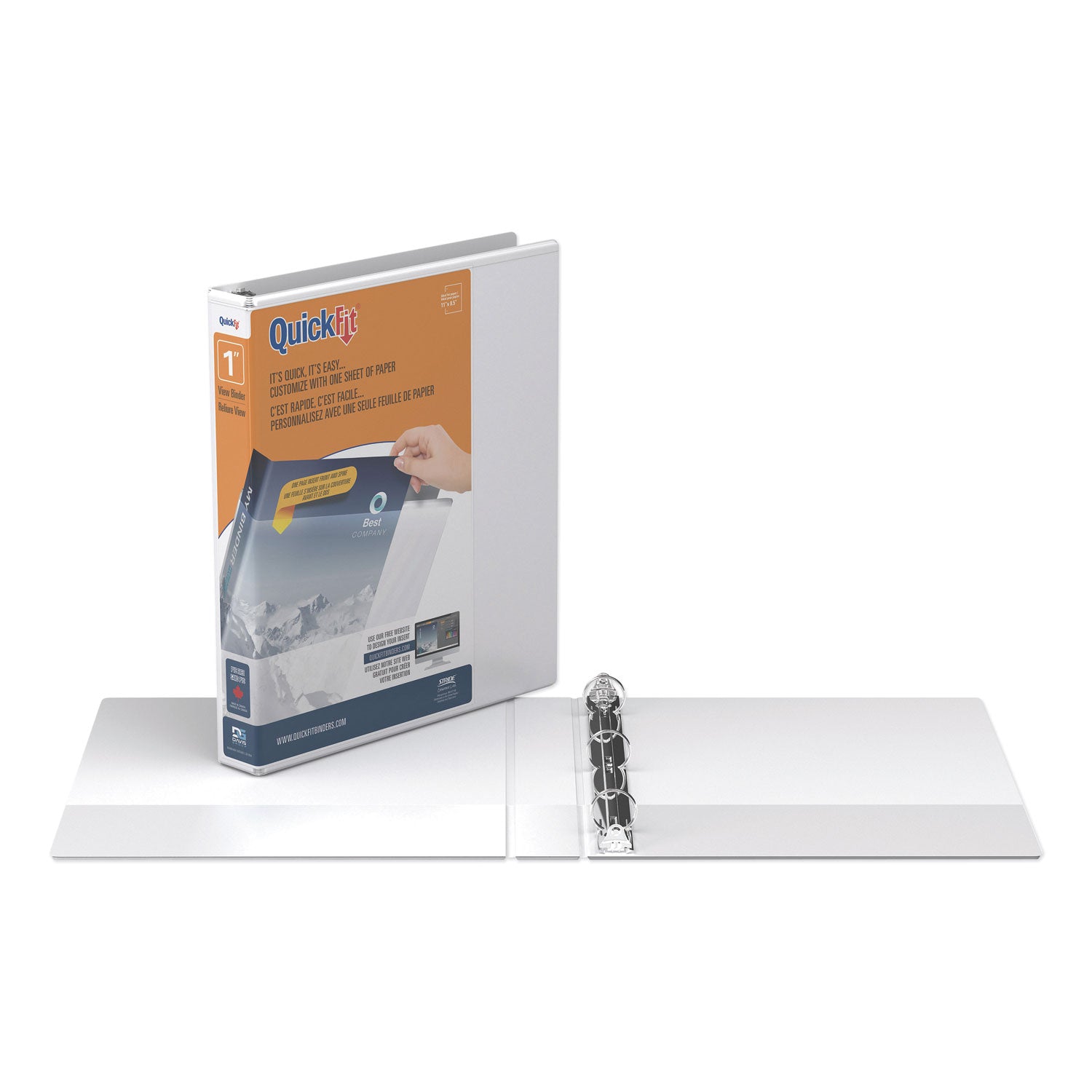 QuickFit Round-Ring View Binder, 1" Capacity, White, Sold as 1 Each