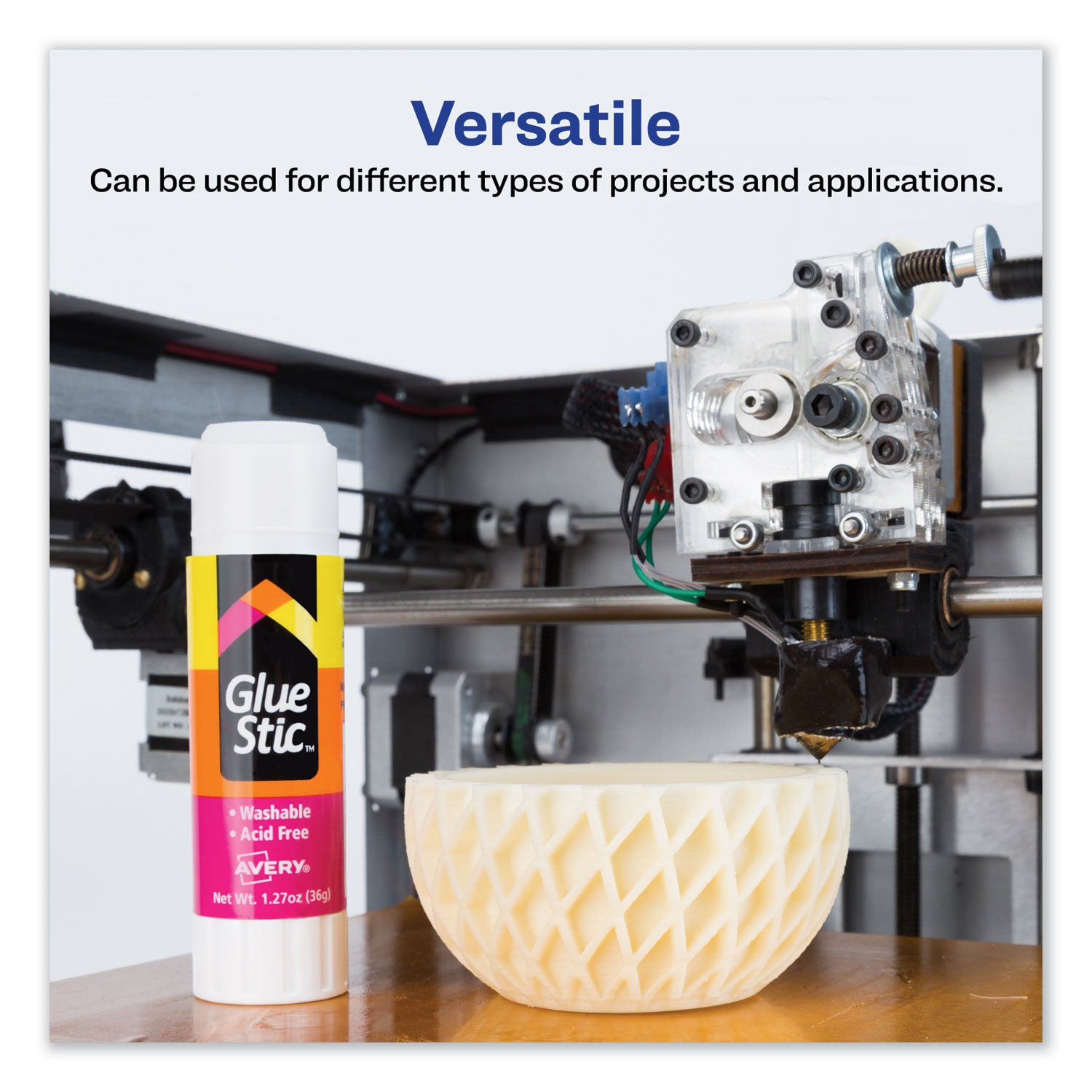 Permanent Glue Stic, 1.27 oz, Applies White, Dries Clear - 