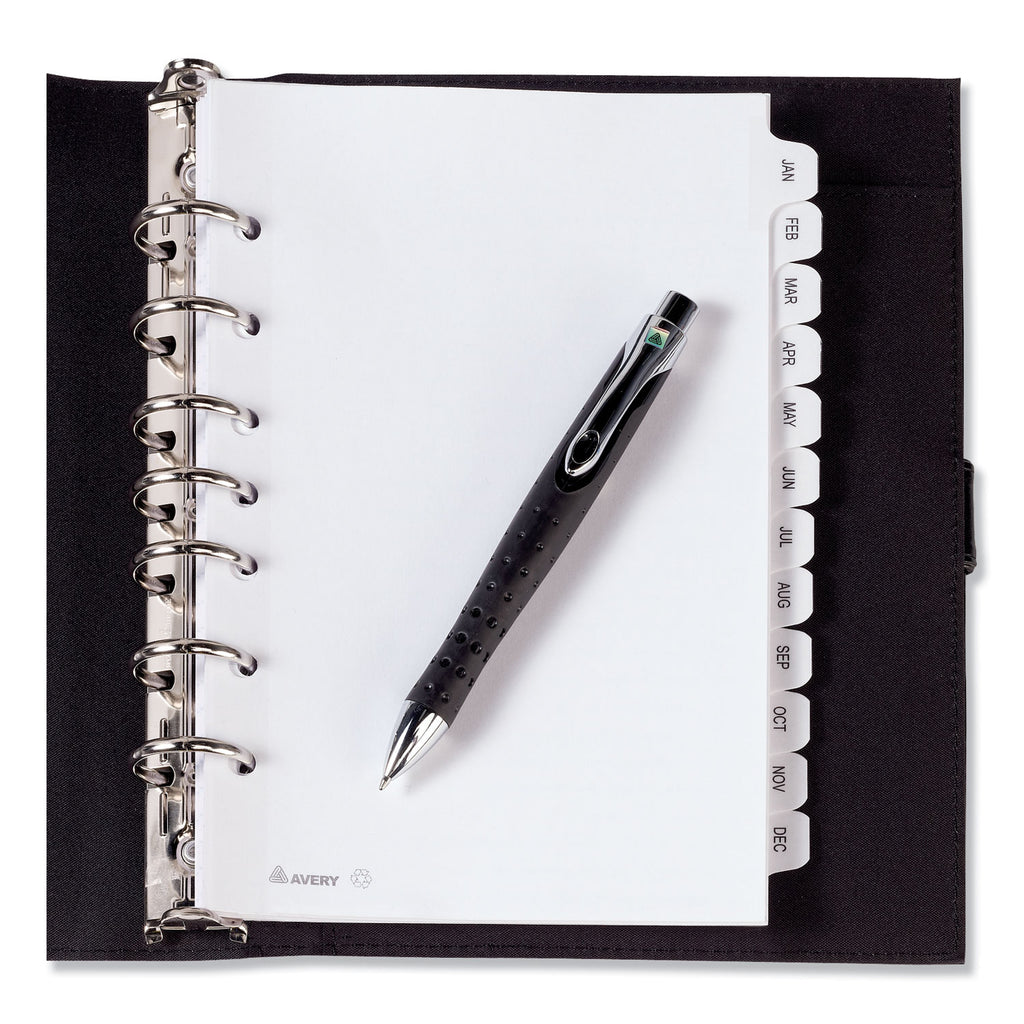 Preprinted Tab Dividers, 12-Tab, Jan. to Dec., 8.5 x 5.5, White, 1 Set