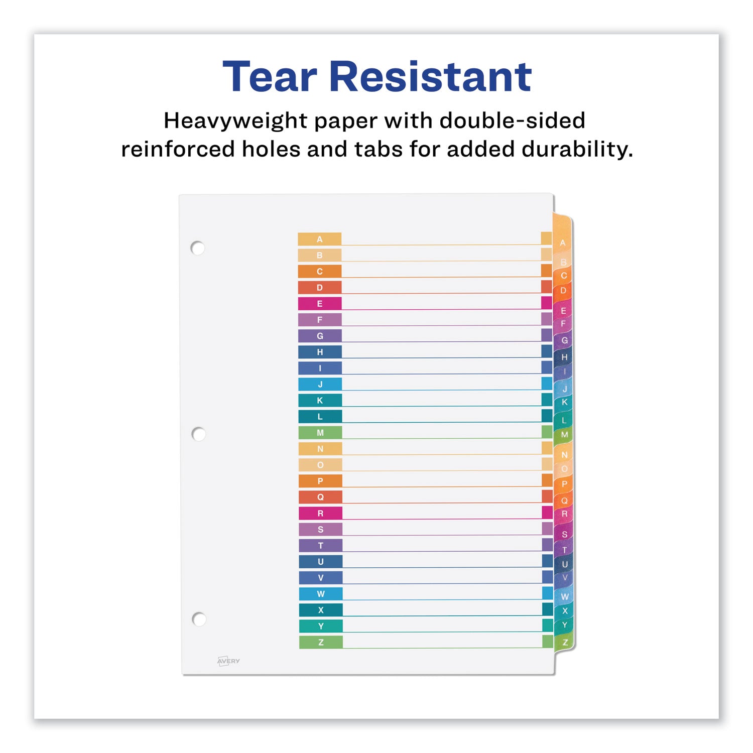 Customizable Table of Contents Ready Index Dividers with Multicolor Tabs, 26-Tab, A to Z, 11 x 8.5, White, 1 Set - 5