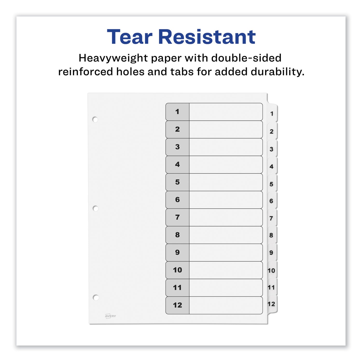 Customizable TOC Ready Index Black and White Dividers, 12-Tab, 1 to 12, 11 x 8.5, 1 Set - 