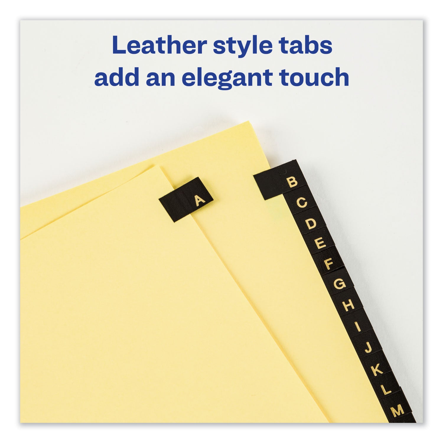 Preprinted Black Leather Tab Dividers w/Gold Reinforced Edge, 25-Tab, A to Z, 11 x 8.5, Buff, 1 Set - 