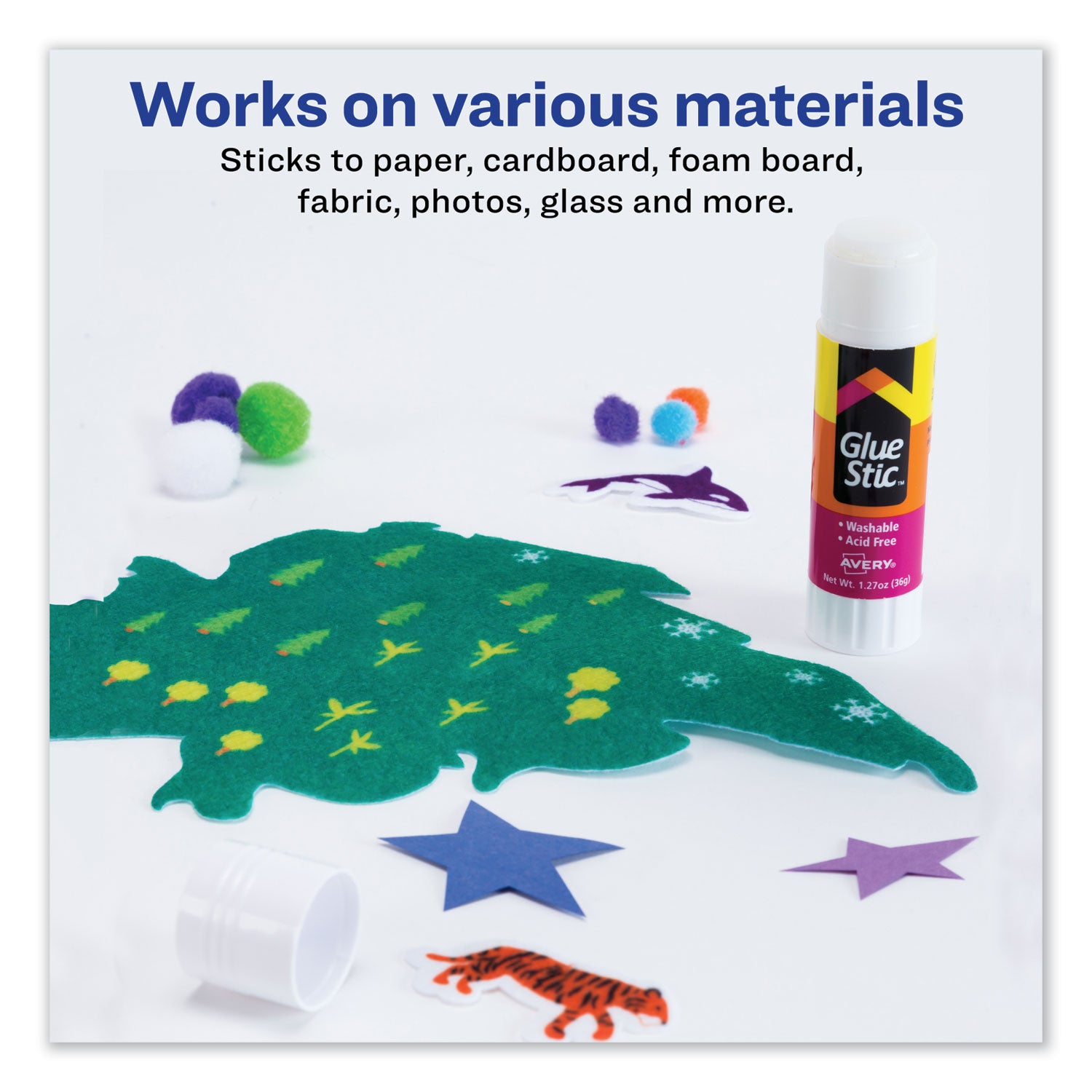 Permanent Glue Stic Value Pack, 1.27 oz, Applies White, Dries Clear, 6/Pack - 